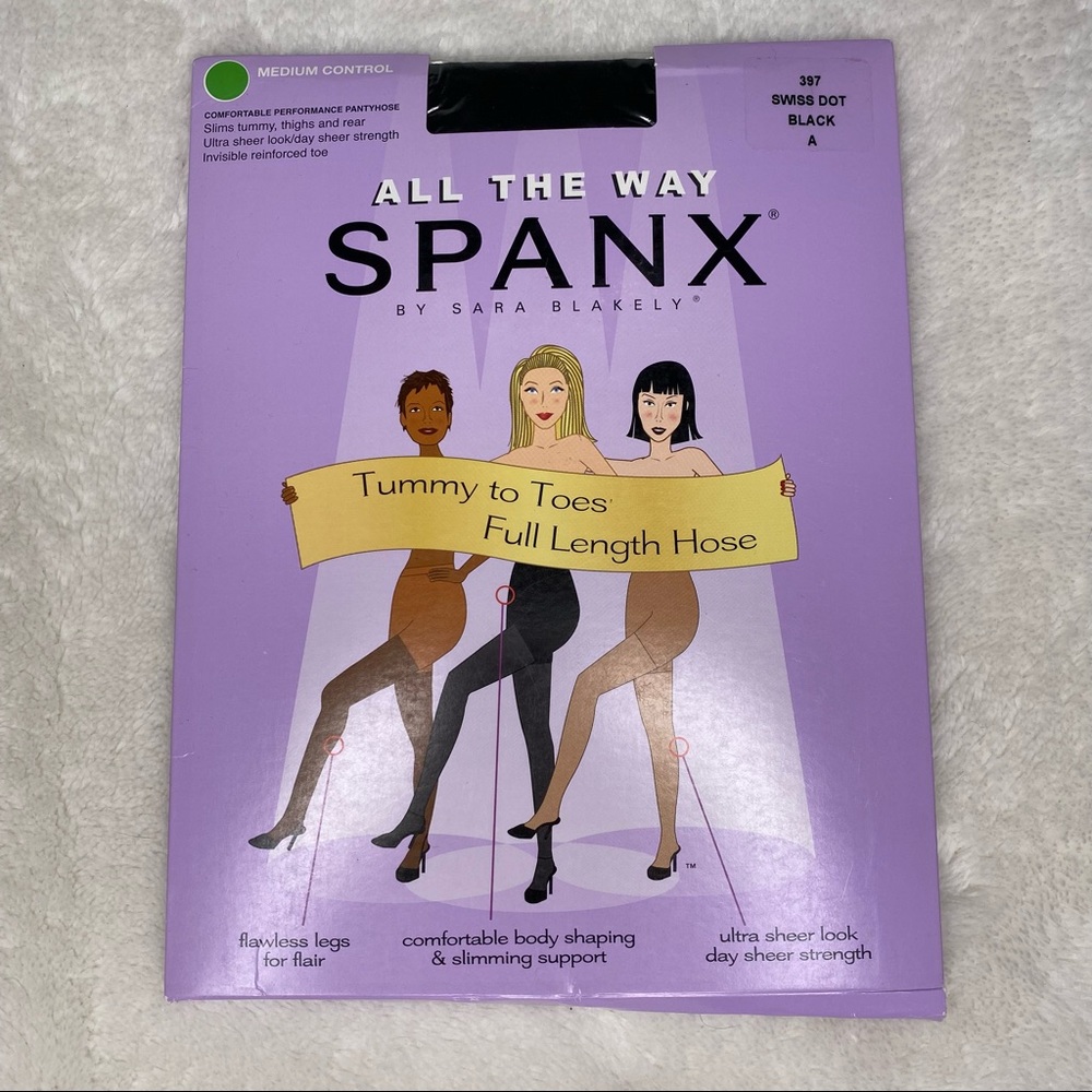 NWT Spanx All The Way Swiss Dot Black Hose Size A